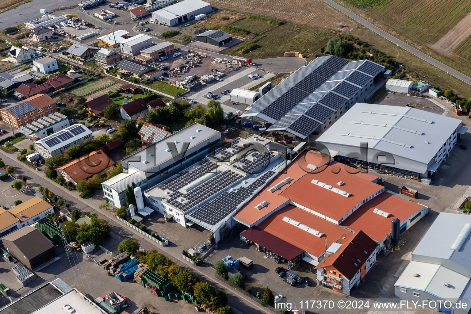 Im Gereut industrial estate, HGGS LaserCUT GmbH & Co. KG in Hatzenbühl in the state Rhineland-Palatinate, Germany viewn from the air