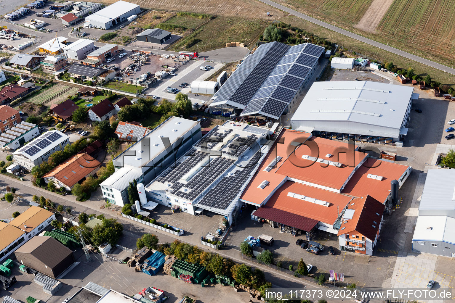 Drone recording of Im Gereut industrial estate, HGGS LaserCUT GmbH & Co. KG in Hatzenbühl in the state Rhineland-Palatinate, Germany