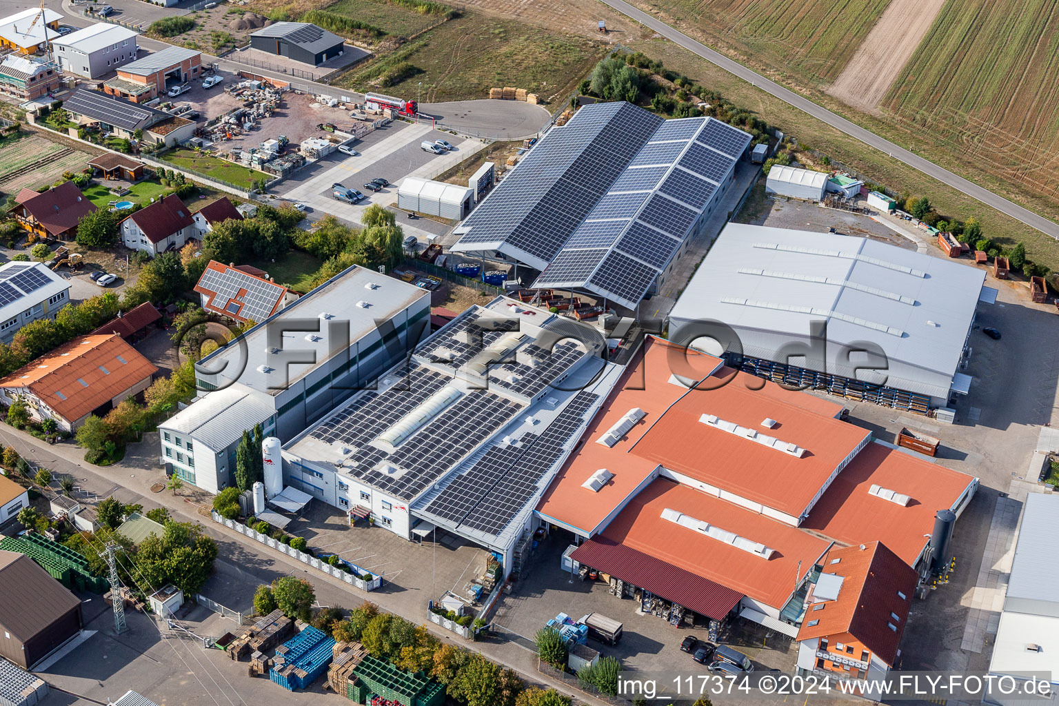 Drone image of Im Gereut industrial estate, HGGS LaserCUT GmbH & Co. KG in Hatzenbühl in the state Rhineland-Palatinate, Germany