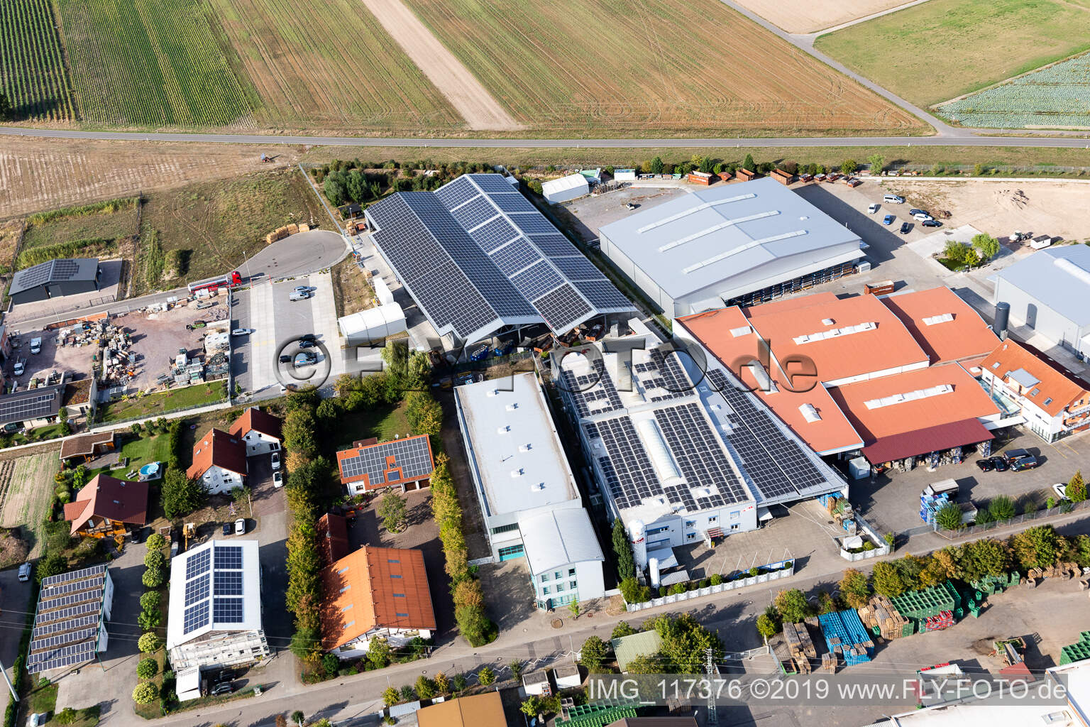 Commercial area Im Gereut, HGGS LaserCUT GmbH & Co. KG in Hatzenbühl in the state Rhineland-Palatinate, Germany from a drone