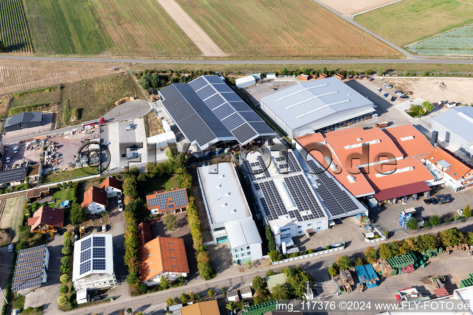 Im Gereut industrial estate, HGGS LaserCUT GmbH & Co. KG in Hatzenbühl in the state Rhineland-Palatinate, Germany from a drone