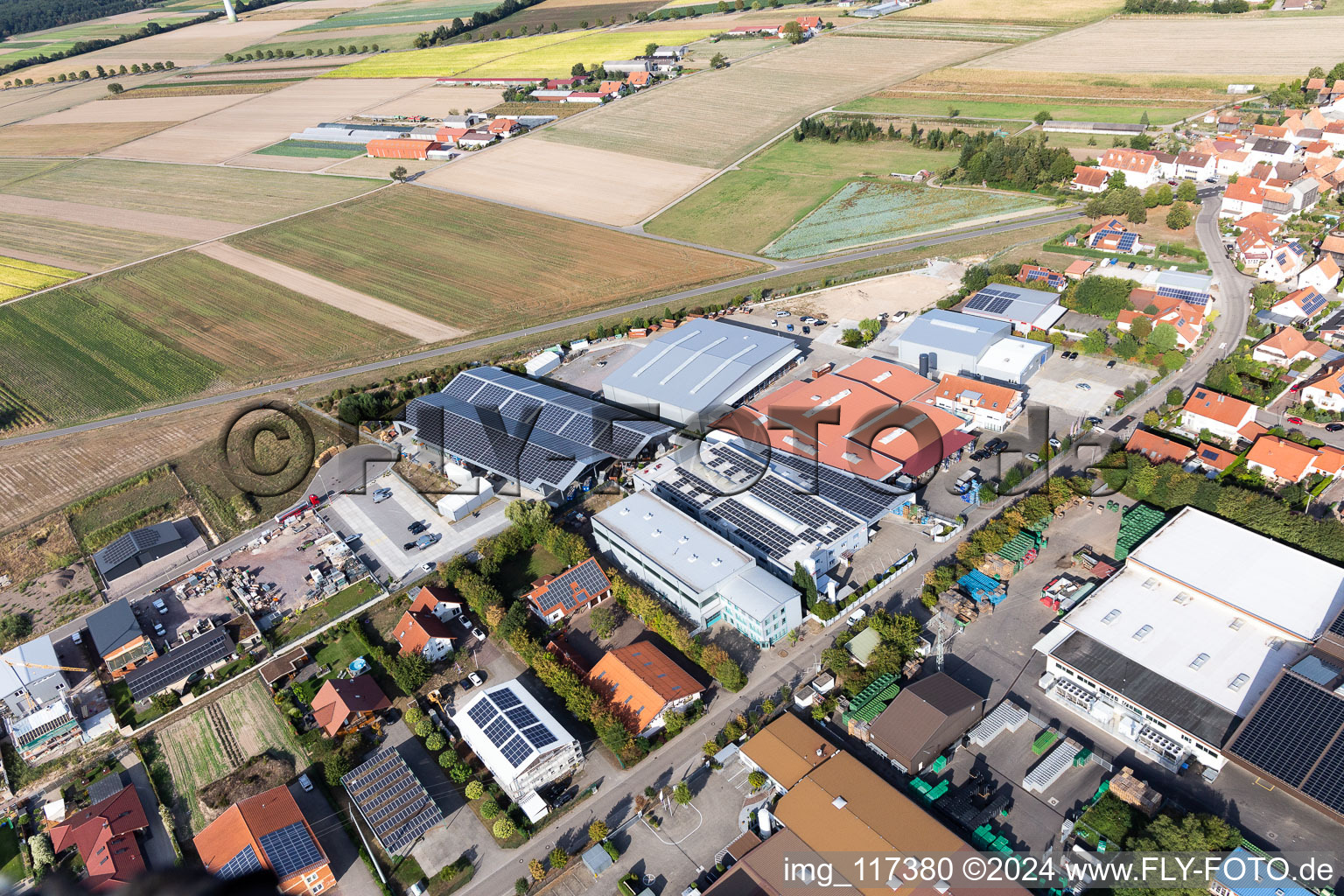 Aerial view of Commercial area Im Gereut, HGGS LaserCUT GmbH & Co. KG in Hatzenbühl in the state Rhineland-Palatinate, Germany