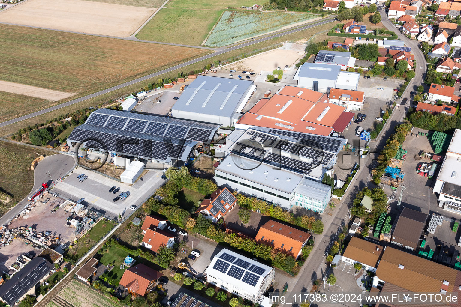 Aerial photograpy of Im Gereut industrial estate, HGGS LaserCUT GmbH & Co. KG in Hatzenbühl in the state Rhineland-Palatinate, Germany