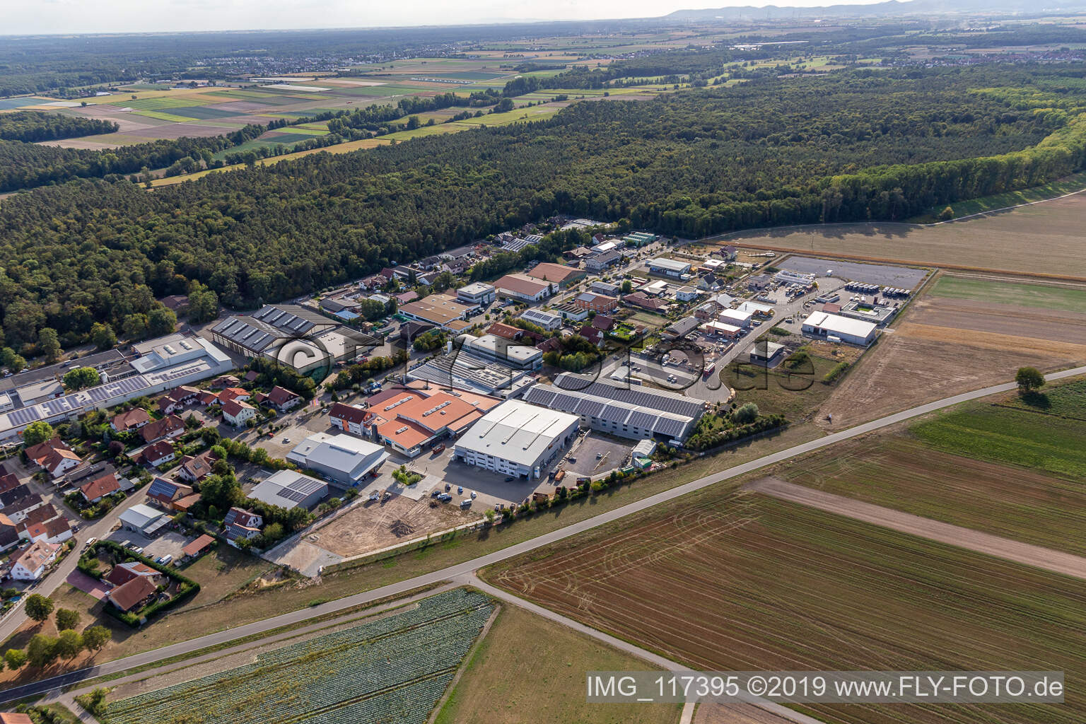 Commercial area Im Gereut, HGGS LaserCUT GmbH & Co. KG in Hatzenbühl in the state Rhineland-Palatinate, Germany out of the air