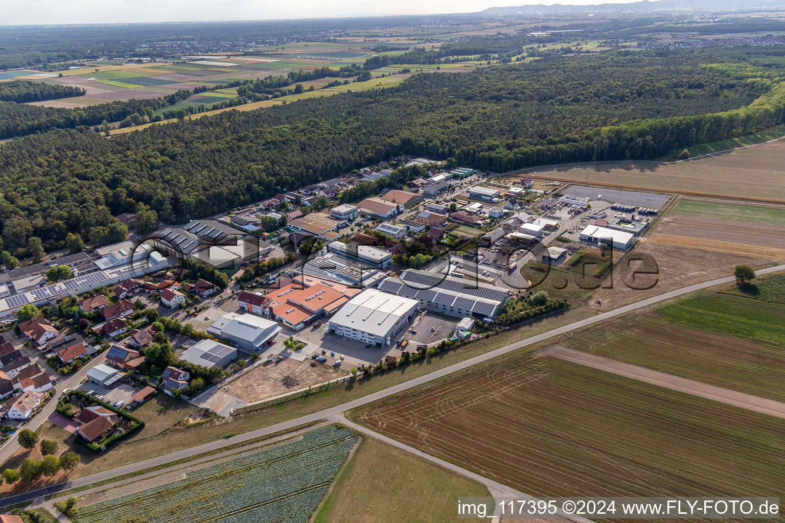 Im Gereut industrial estate, HGGS LaserCUT GmbH & Co. KG in Hatzenbühl in the state Rhineland-Palatinate, Germany out of the air