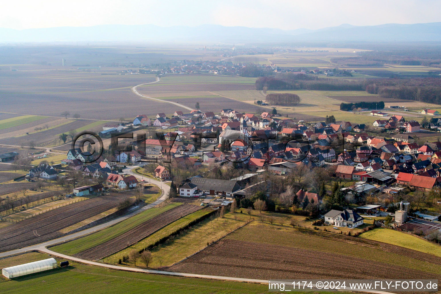 Drone image of Niederlauterbach in the state Bas-Rhin, France