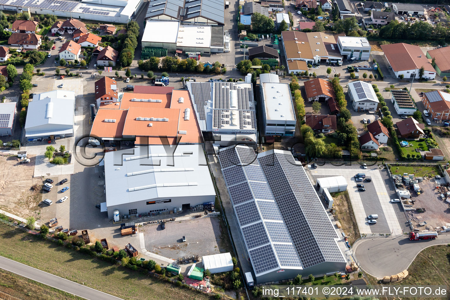 Bird's eye view of Im Gereut industrial estate, HGGS LaserCUT GmbH & Co. KG in Hatzenbühl in the state Rhineland-Palatinate, Germany