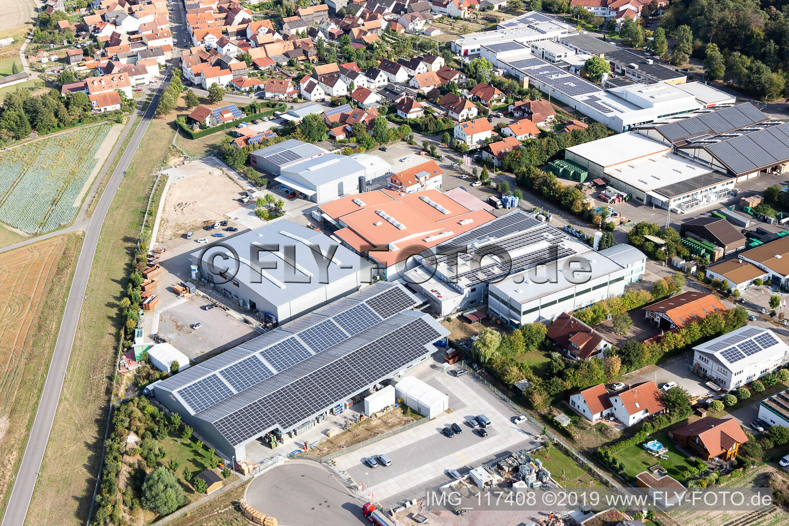 Drone image of Commercial area Im Gereut, HGGS LaserCUT GmbH & Co. KG in Hatzenbühl in the state Rhineland-Palatinate, Germany