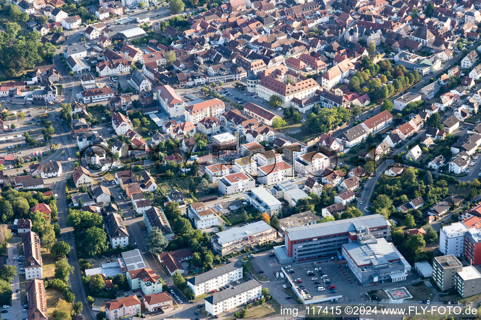 Aerial view of Hospital in Bad Bergzabern in the state Rhineland-Palatinate, Germany