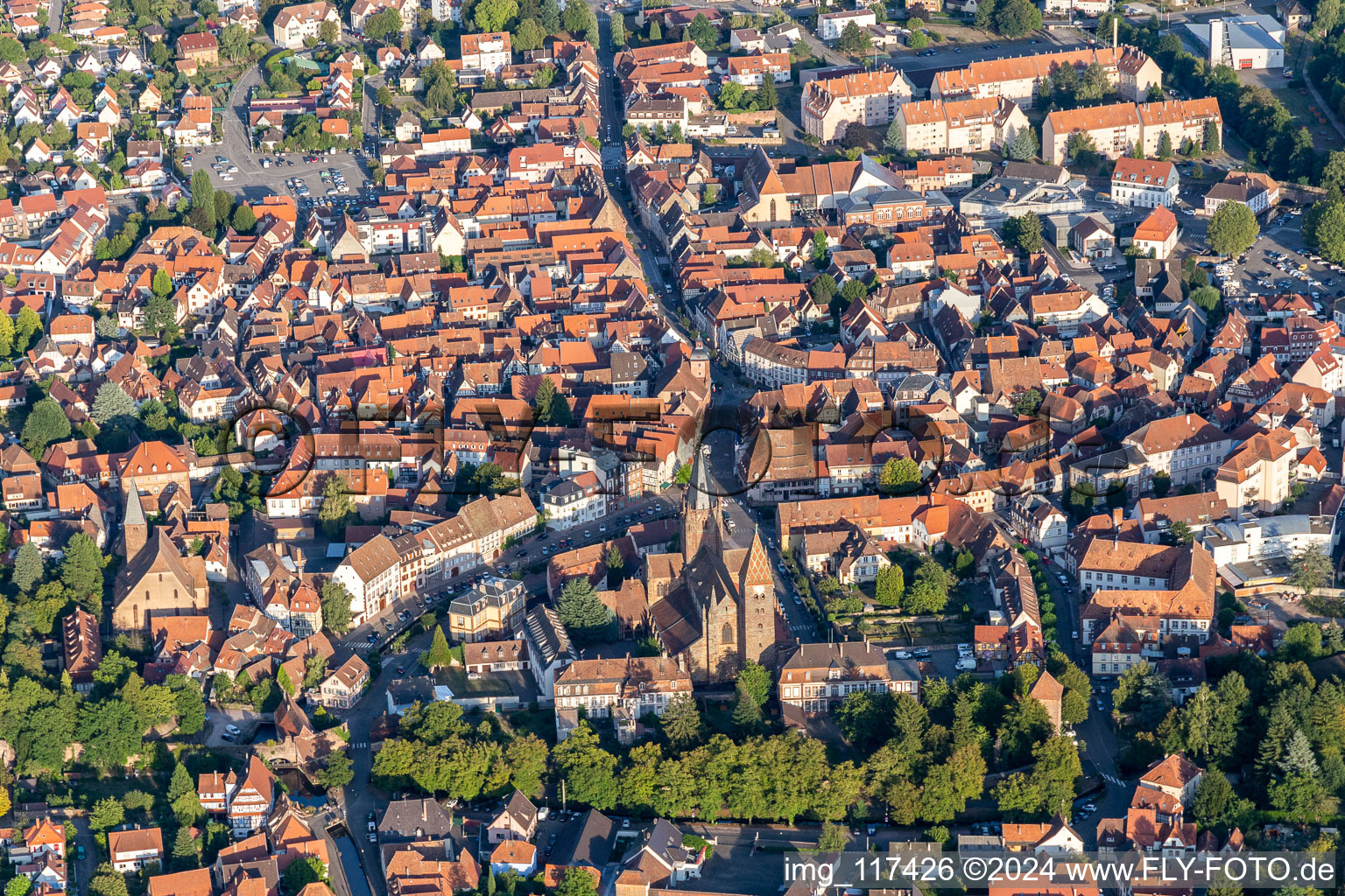 Bird's eye view of Wissembourg in the state Bas-Rhin, France