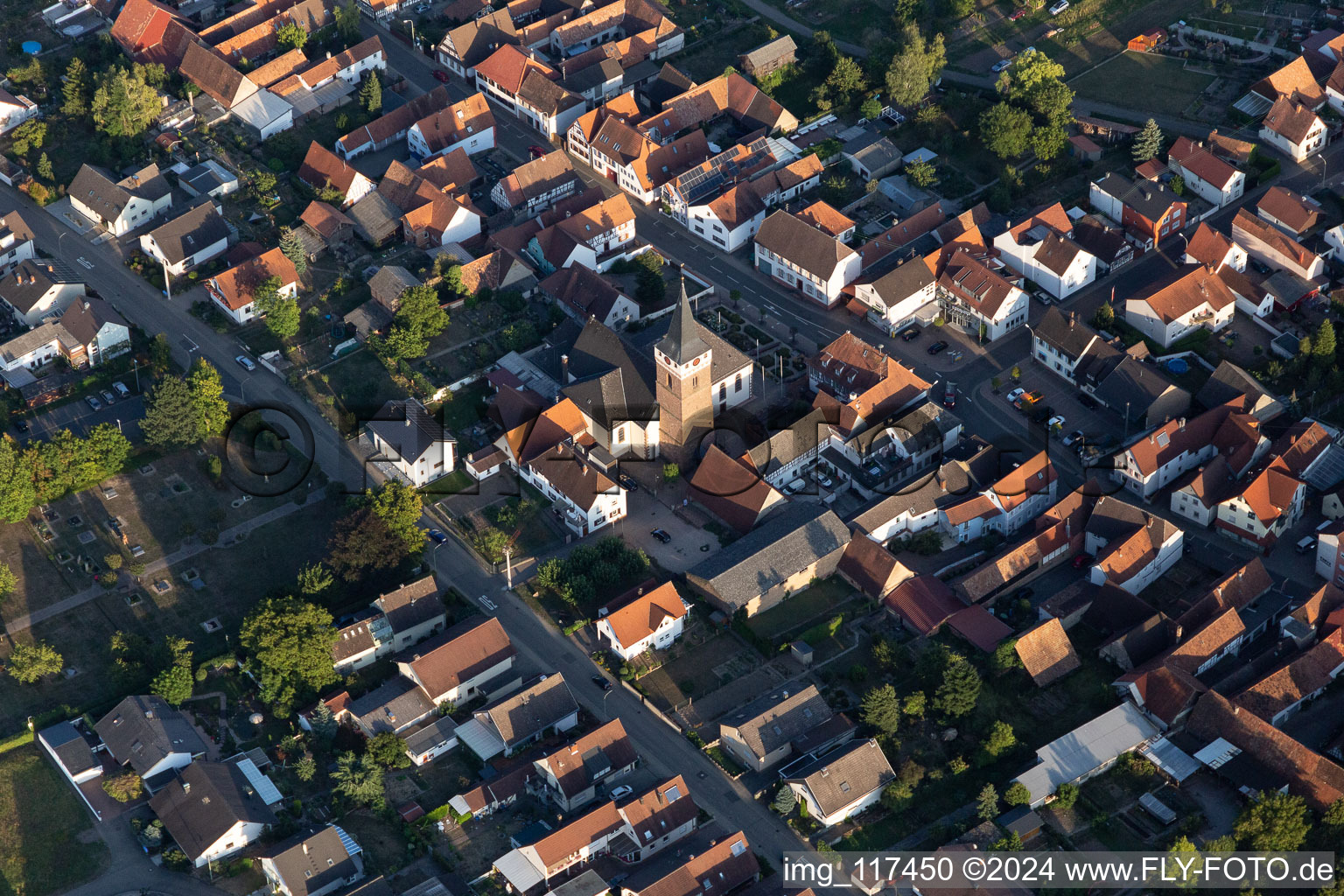 District Schaidt in Wörth am Rhein in the state Rhineland-Palatinate, Germany seen from a drone