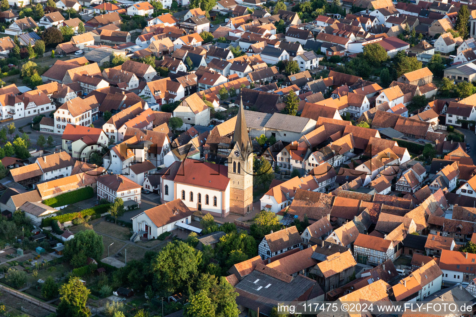 Bird's eye view of Steinweiler in the state Rhineland-Palatinate, Germany