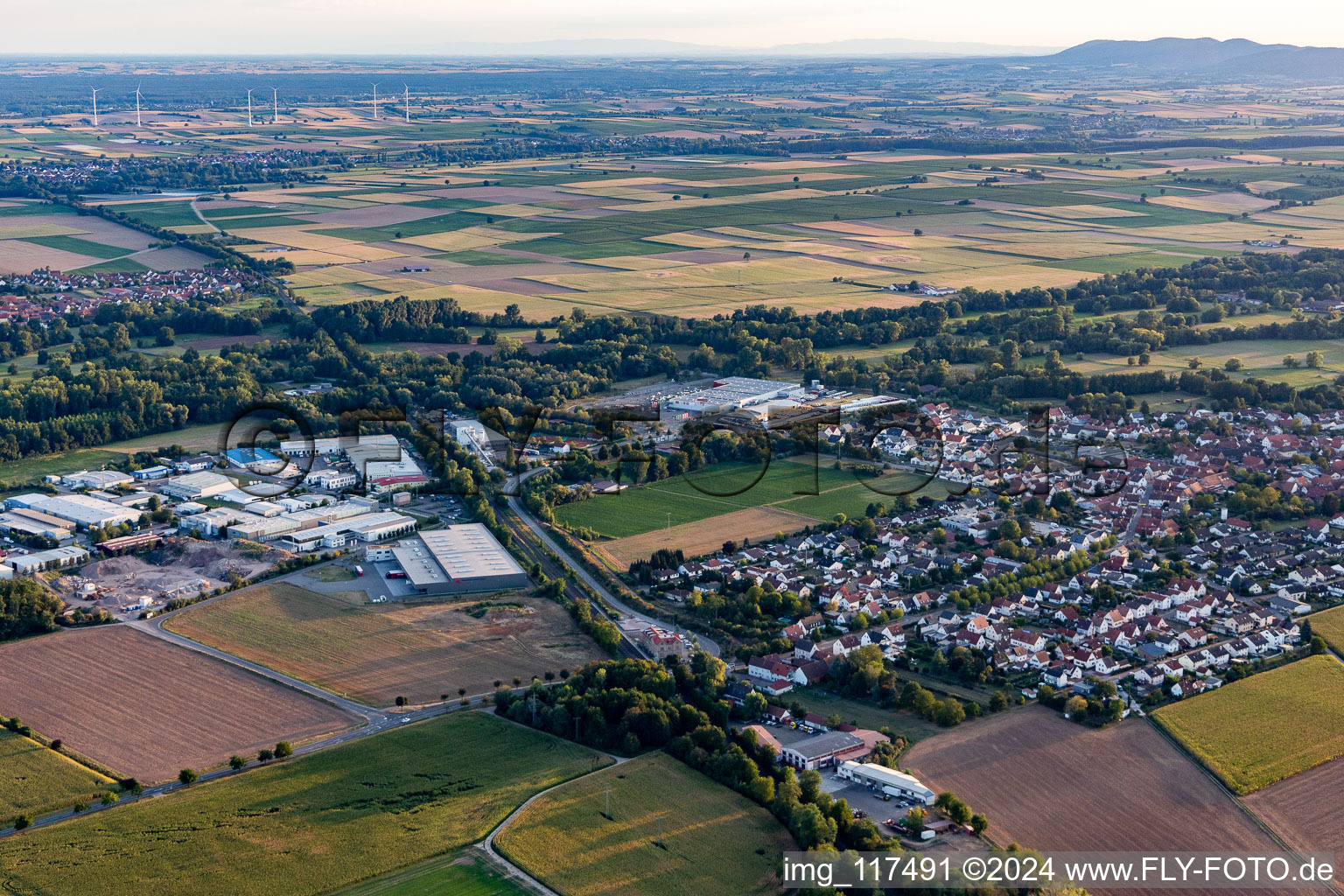 Aerial view of Rohrbach in the state Rhineland-Palatinate, Germany