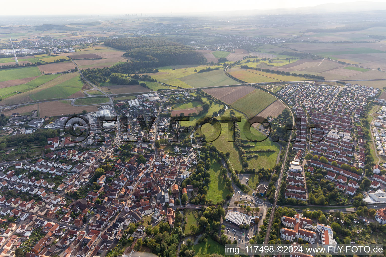 District Windecken in Nidderau in the state Hesse, Germany seen from above