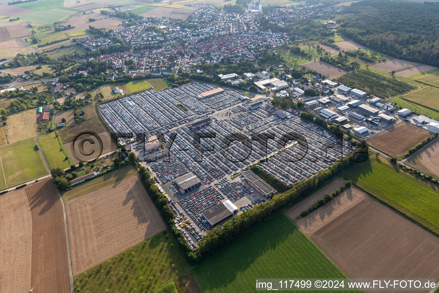 Parking and storage space for automobiles of AUTOKONTOR BAYERN GmbH in the district Kilianstaedten in Schoeneck in the state Hesse, Germany