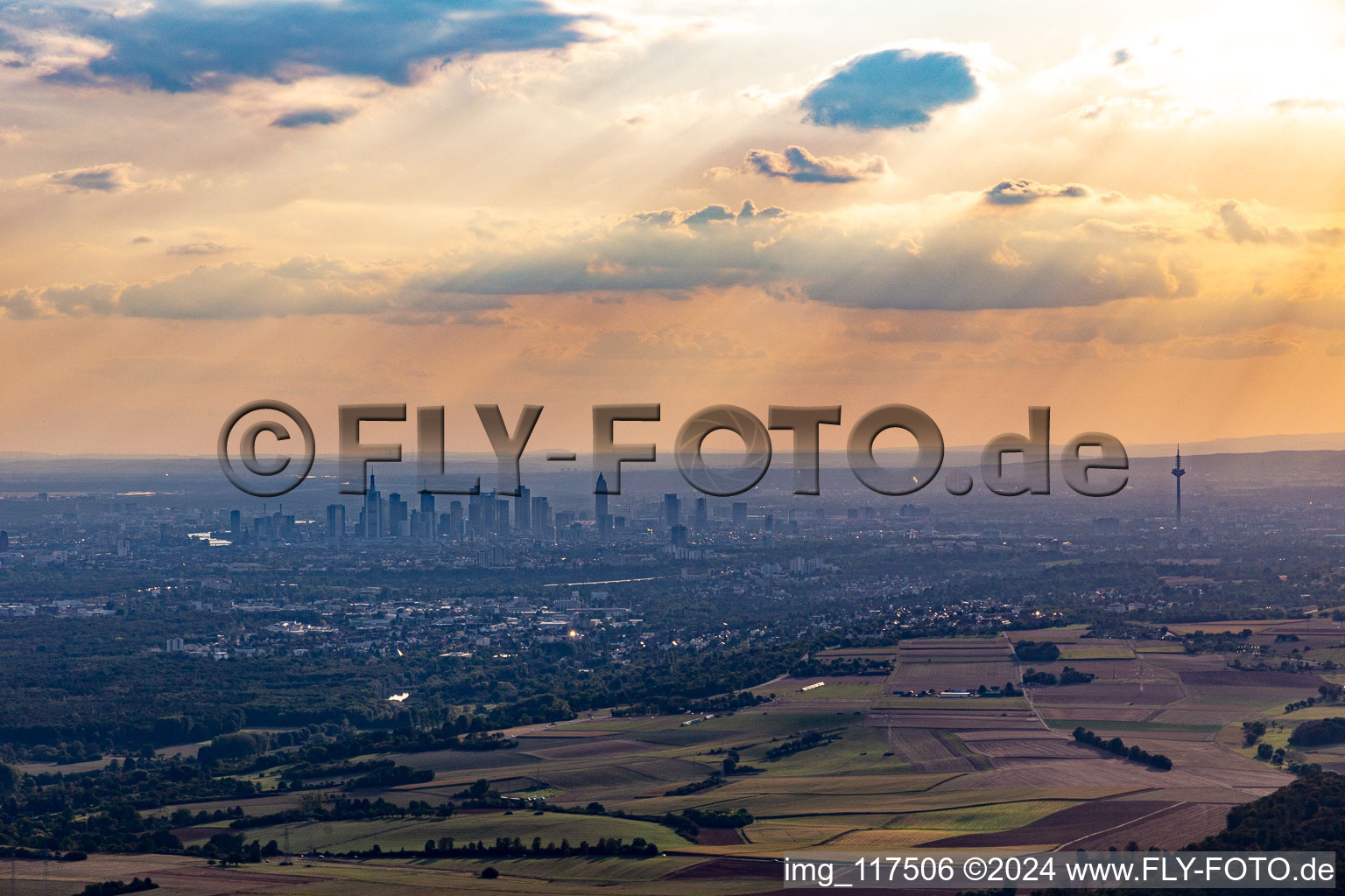 City center with the skyline in the downtown banking area in Frankfurt in the state Hesse, Germany