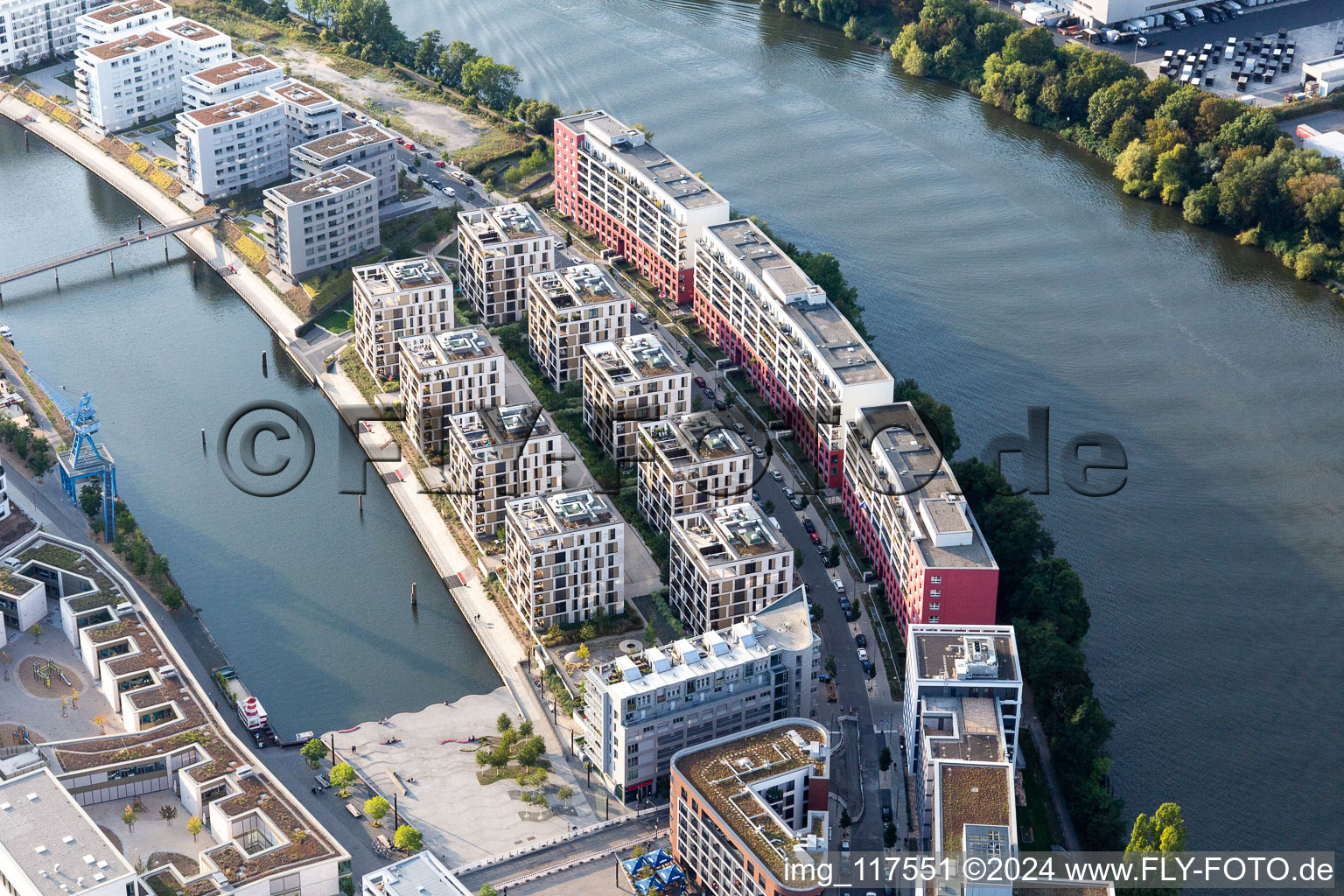 Harbour Island in the district Hafen in Offenbach am Main in the state Hesse, Germany from above