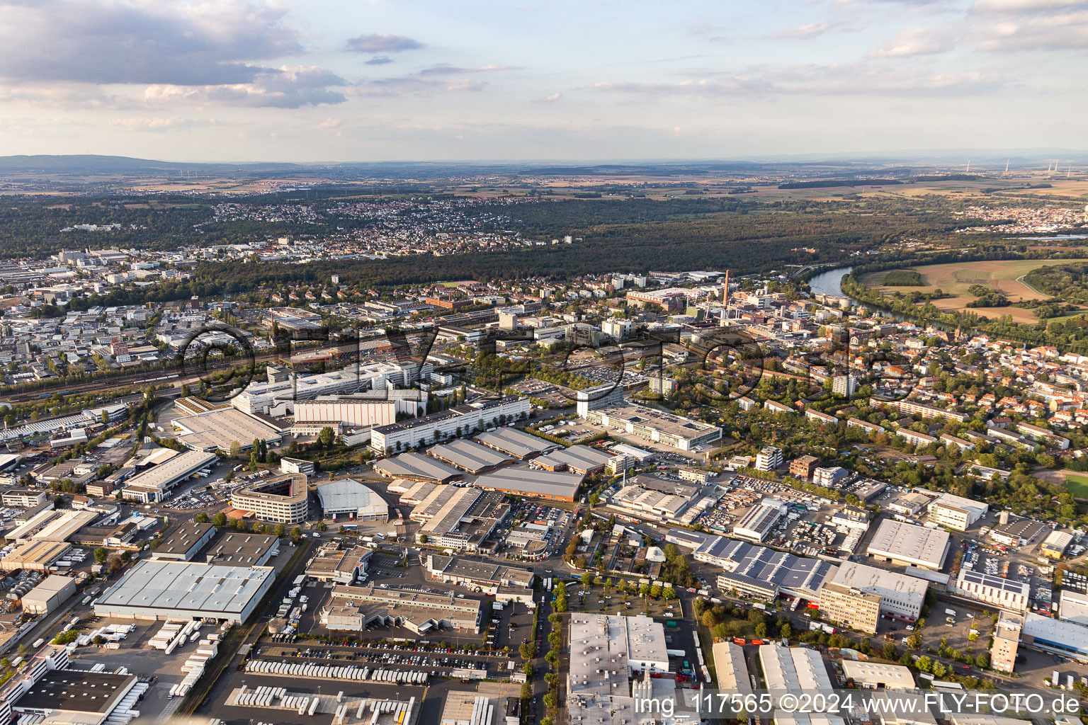 Industrial and commercial area in Fechenheim in the state Hesse, Germany