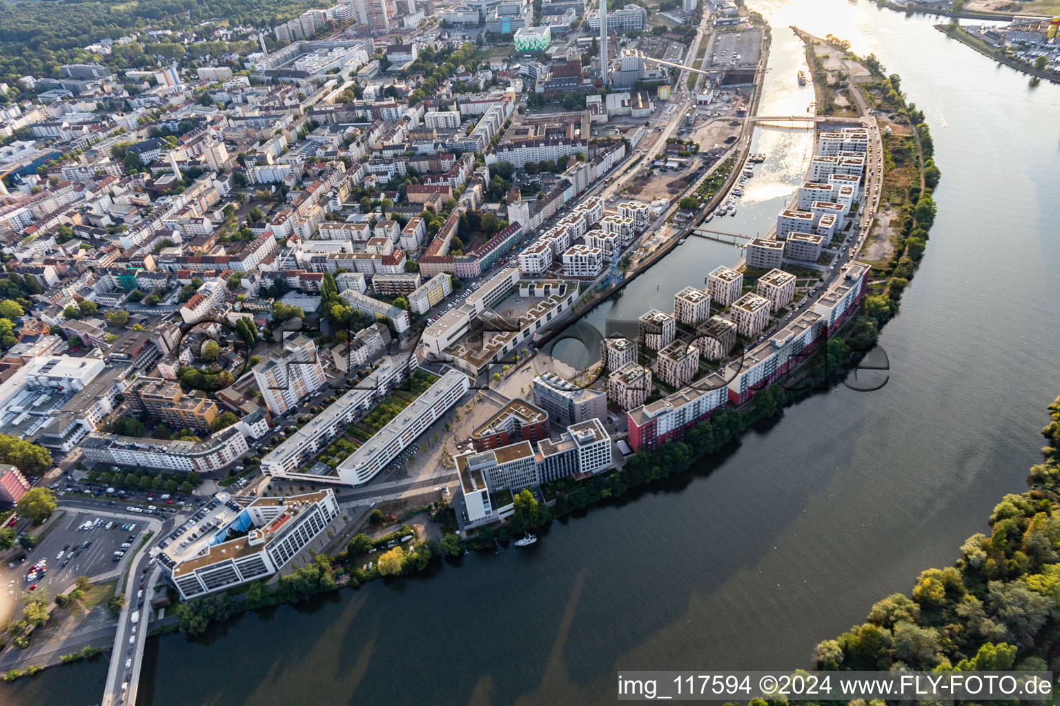 Harbour Island in the district Hafen in Offenbach am Main in the state Hesse, Germany viewn from the air