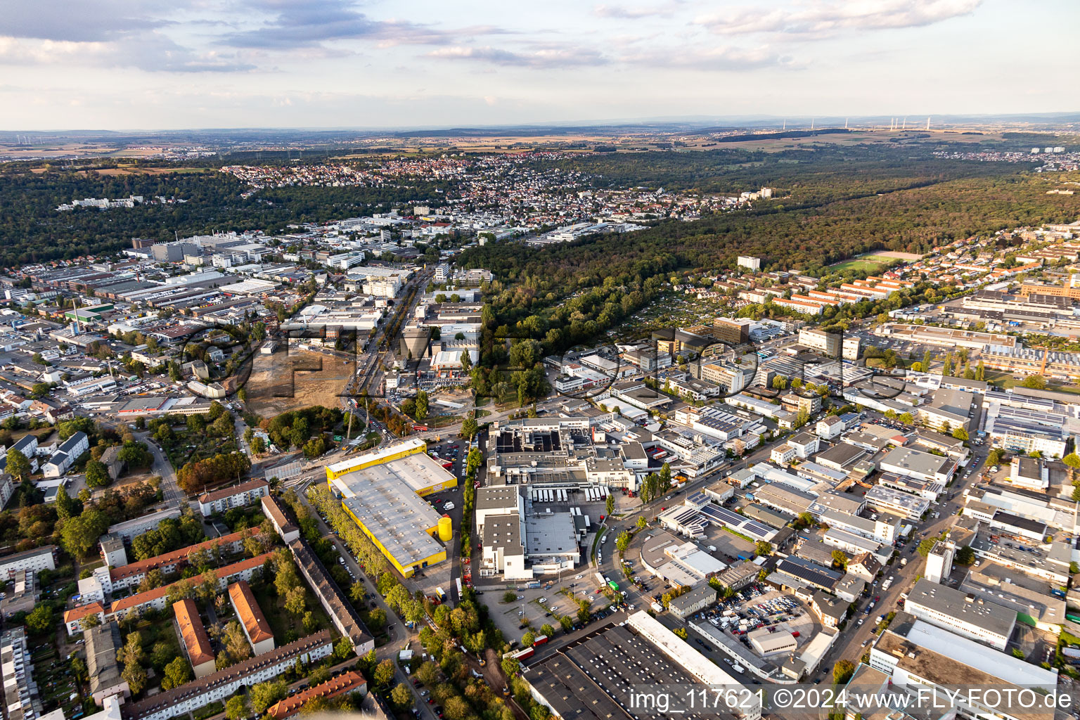 Aerial view of District Riederwald in Frankfurt am Main in the state Hesse, Germany