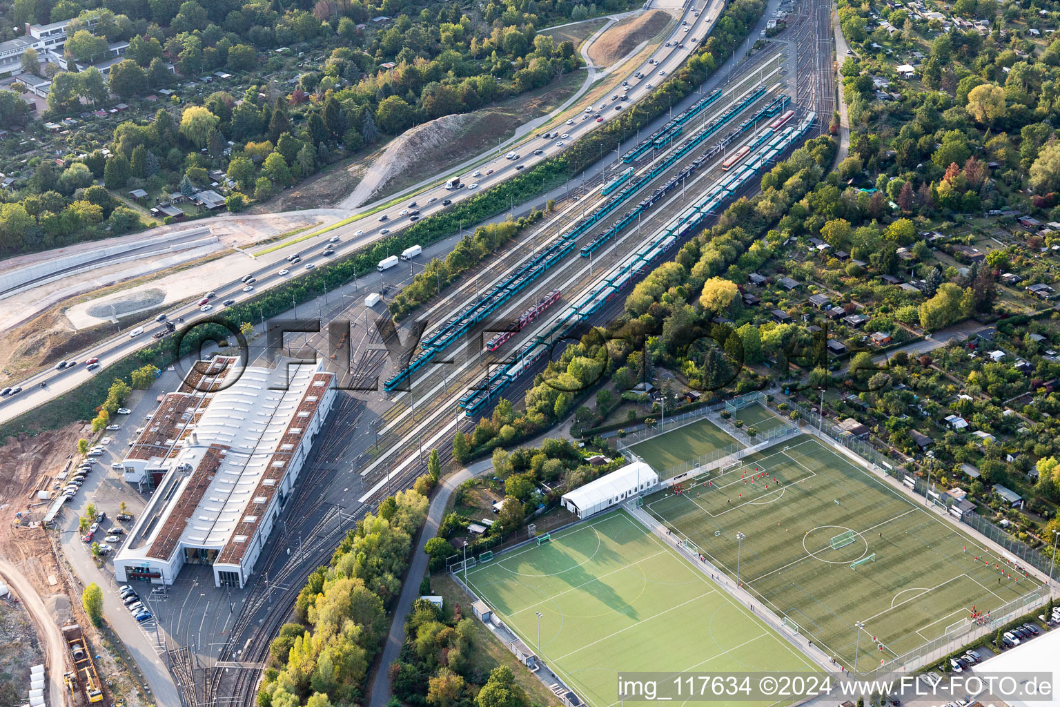 Football stadium Riederwaldstadion of the football club Eintracht-Frankfurt in the district Seckbach in Frankfurt in the state Hesse, Germany