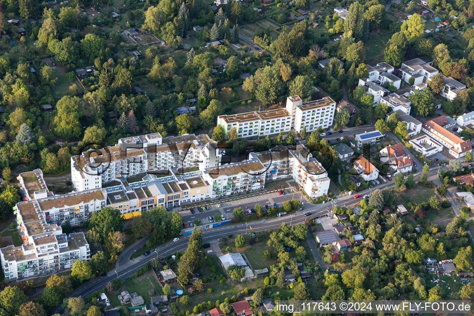 Aerial view of Budge Foundation in the district Seckbach in Frankfurt am Main in the state Hesse, Germany