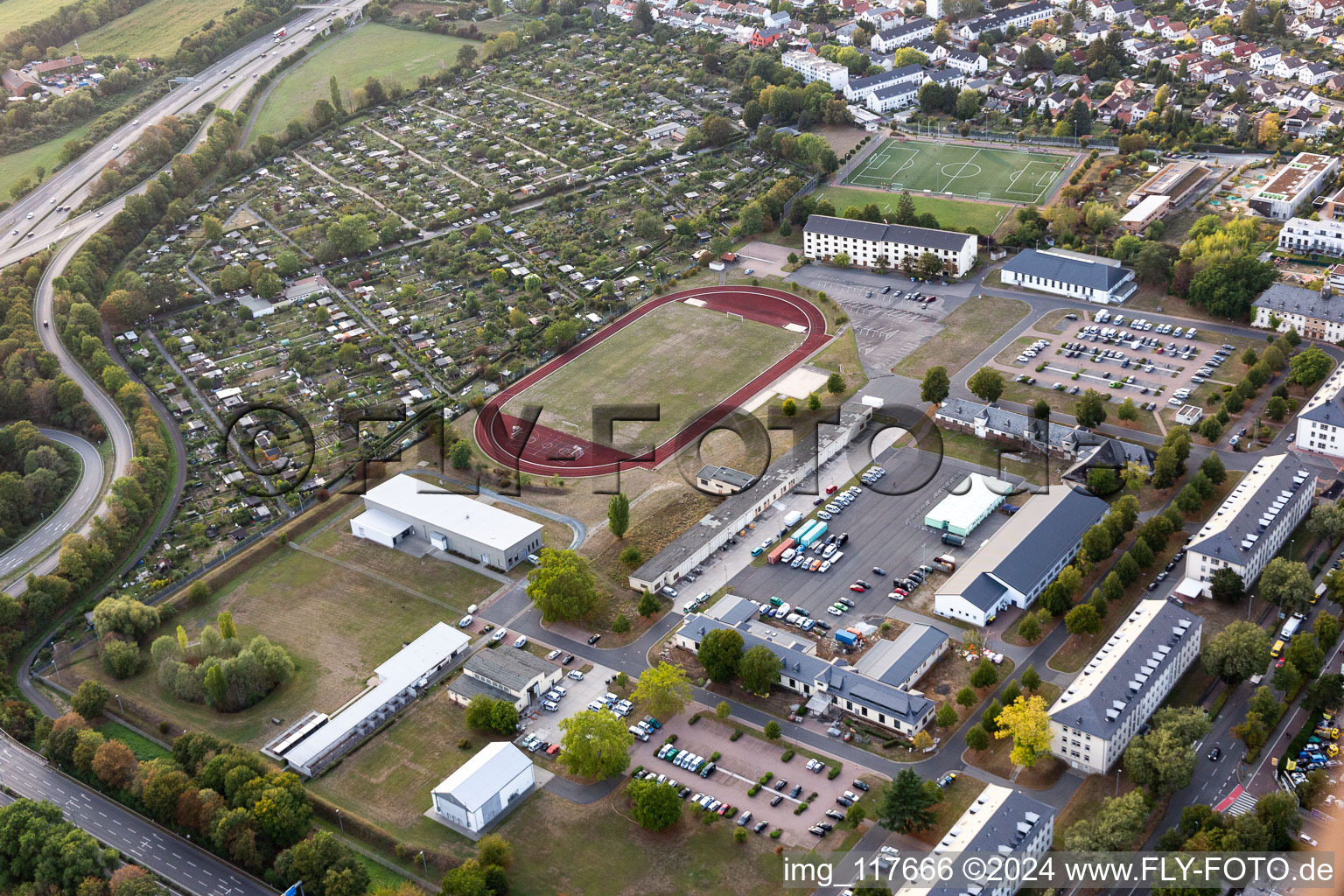 Sports grounds and football pitch of the state-polce in the district Frankfurter Berg in Frankfurt in the state Hesse, Germany