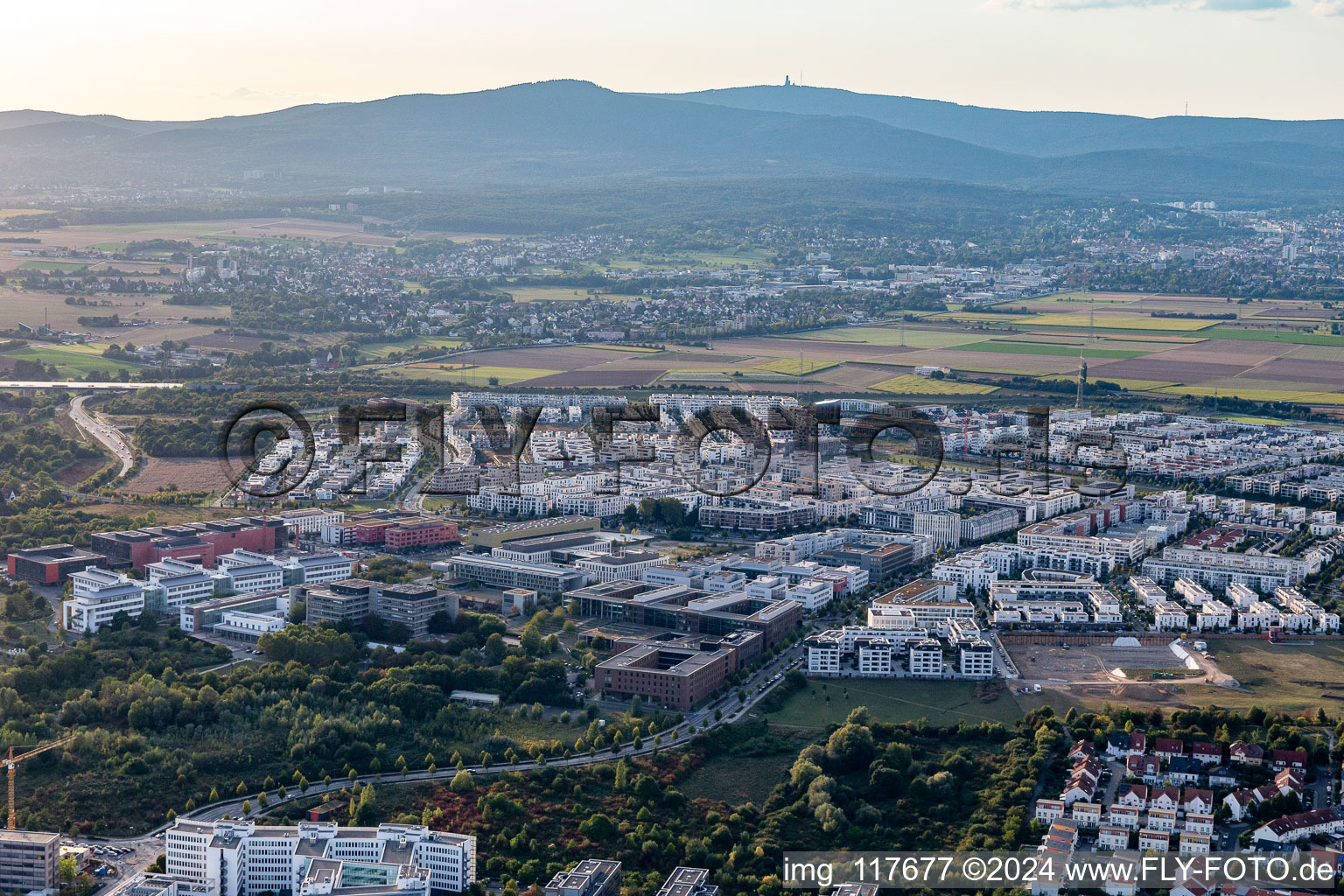 Outskirts residential Friedrich-Dessauer-Strasse - Altenhoeferallee - Johann-Georg-Elser-Strasse - Rudolf-Schwarz-Platz in the district Kalbach- Riedberg in Frankfurt in the state Hesse, Germany