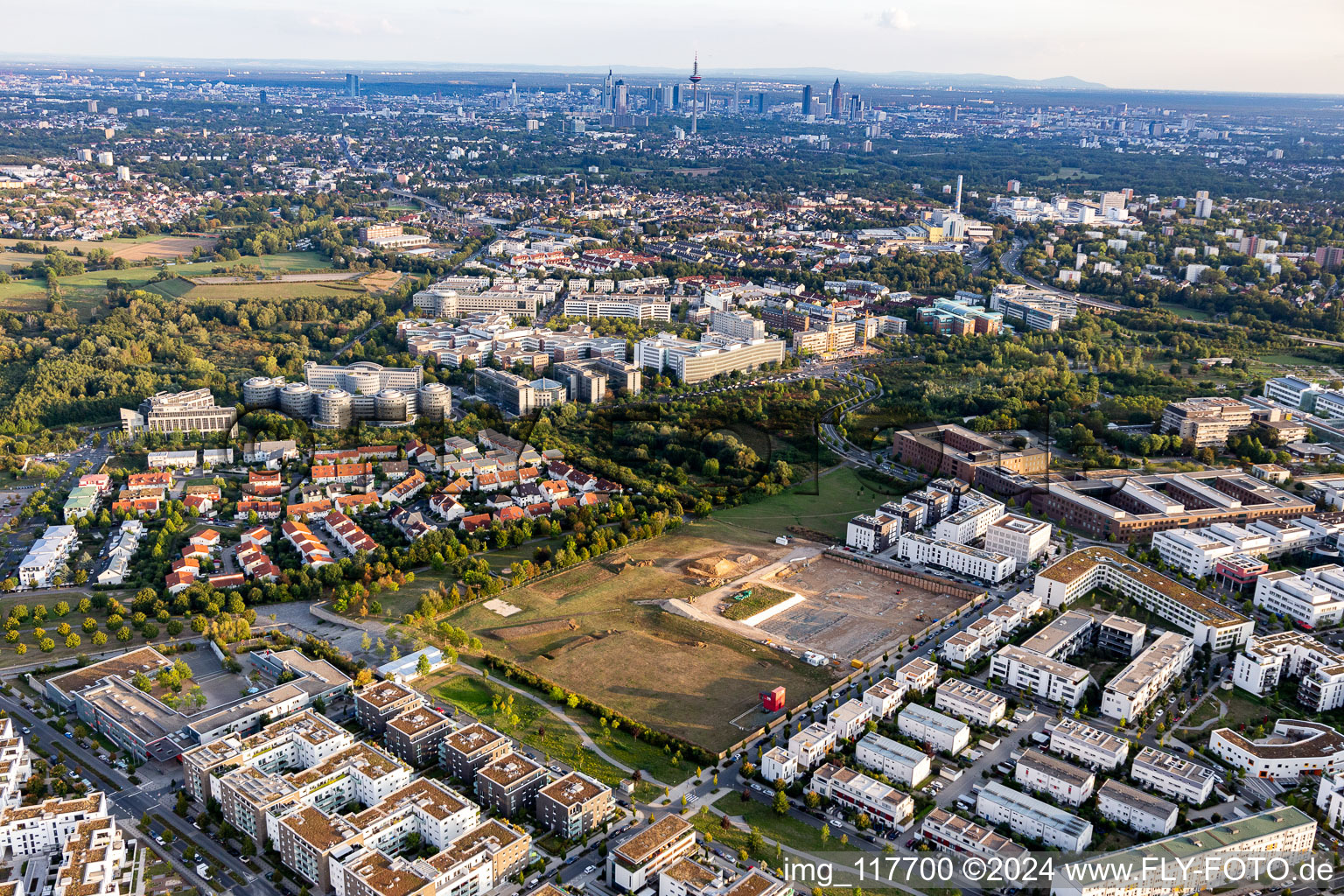 Residential construction site with multi-family housing development- on the on Konrad-Zuse-Strasse in the district Kalbach-Riedberg in Frankfurt in the state Hesse, Germany