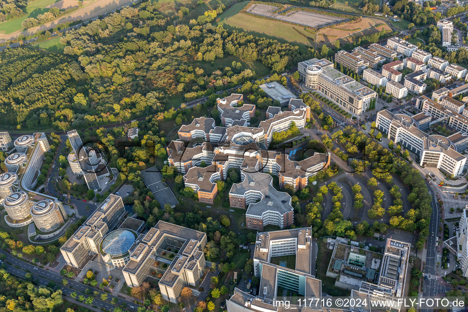 Aerial view of District Niederursel in Frankfurt am Main in the state Hesse, Germany