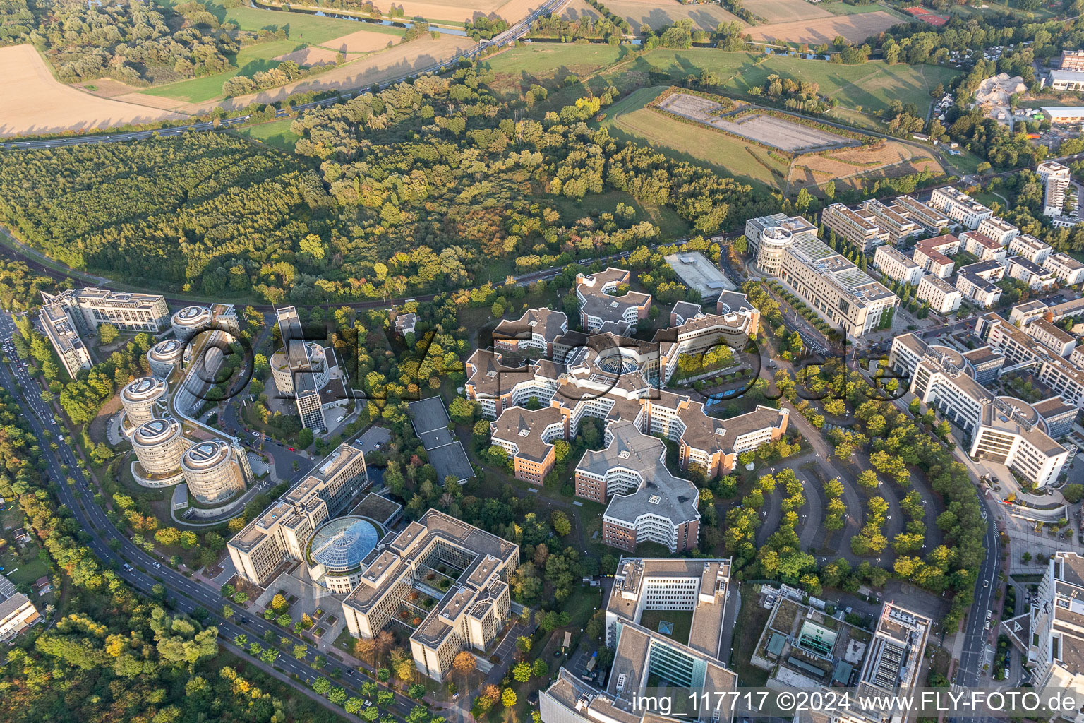 Aerial photograpy of District Niederursel in Frankfurt am Main in the state Hesse, Germany