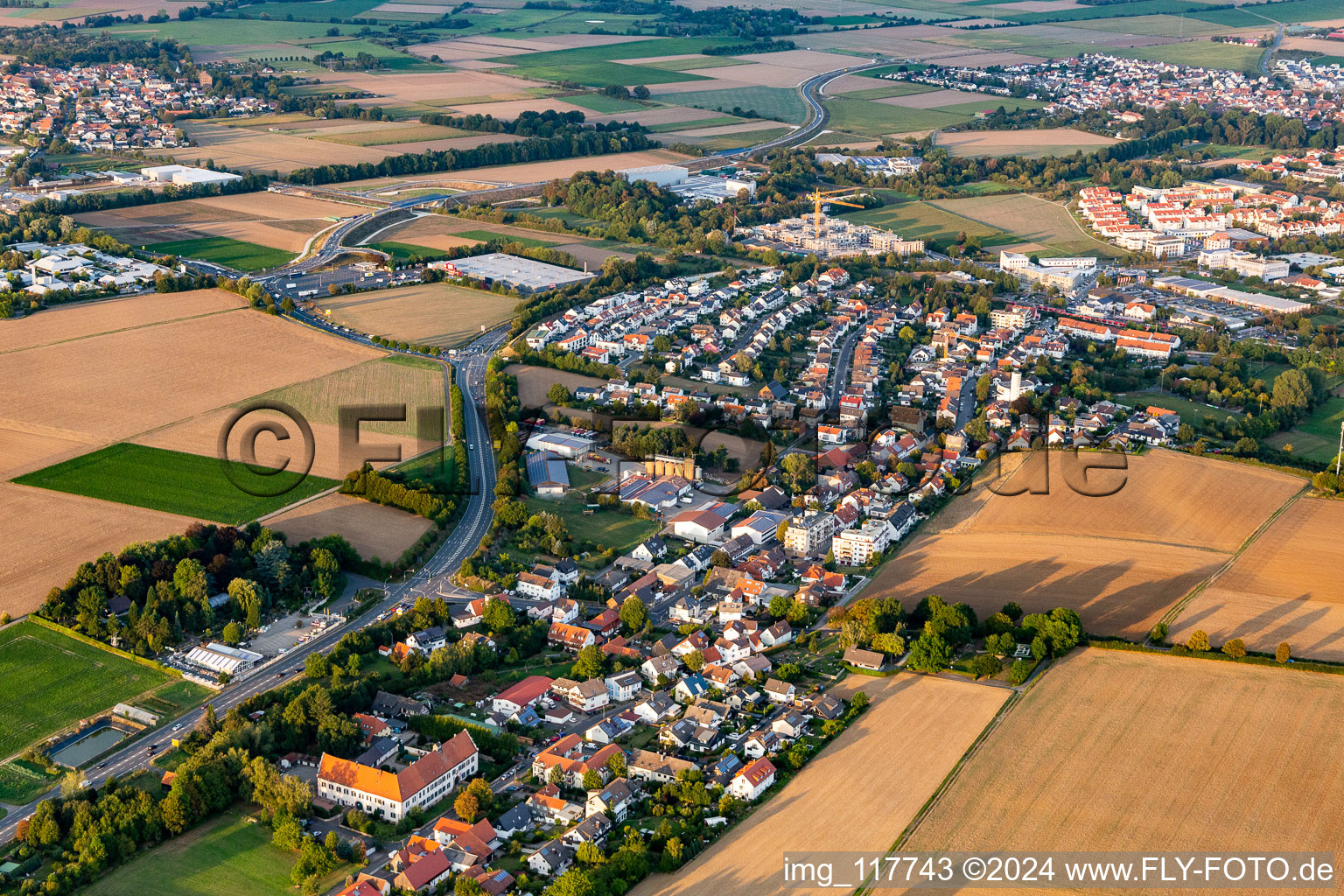 Town View of the streets and houses of the residential areas in Kloppenheim in the state Hesse, Germany