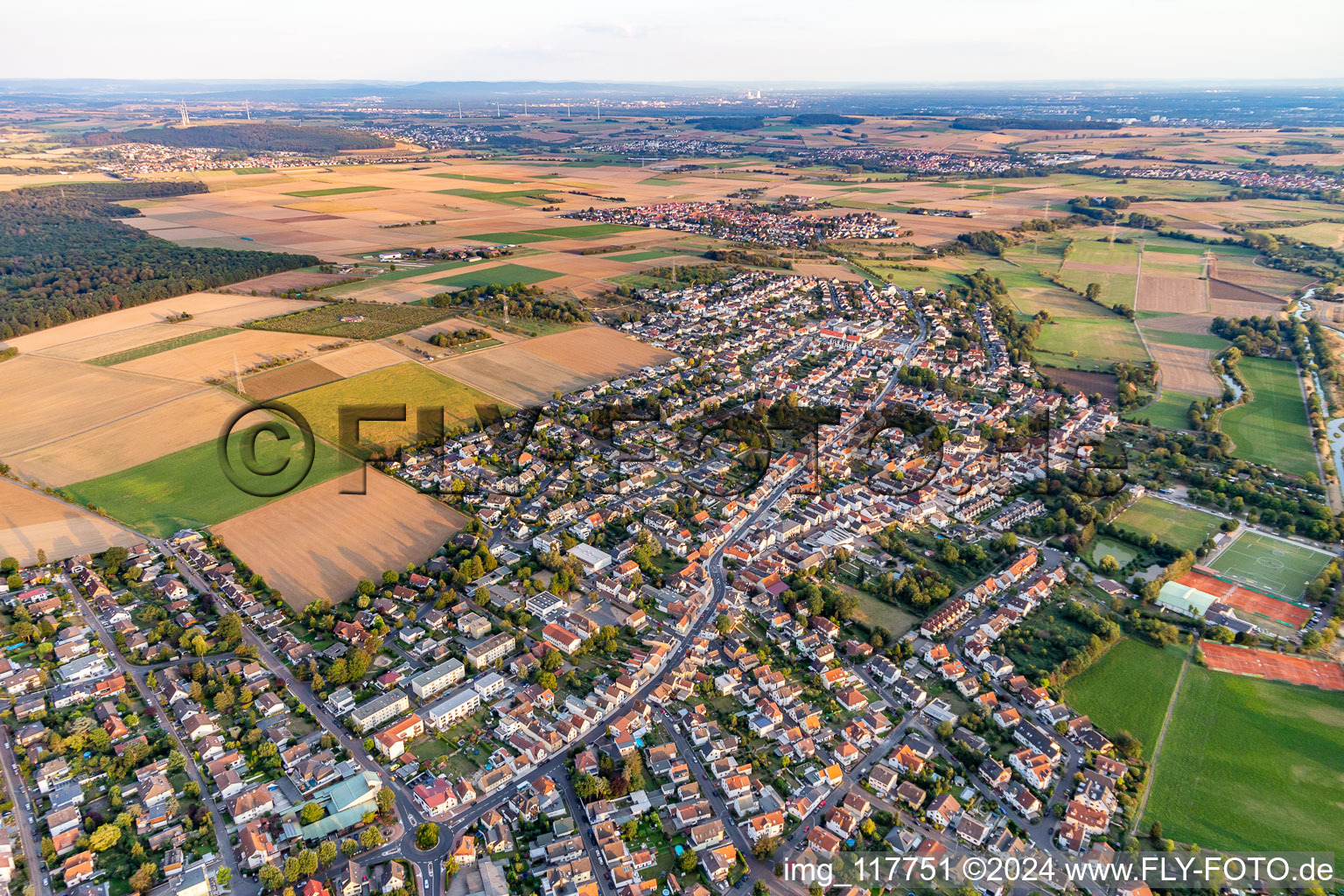 Aerial view of Karben in the state Hesse, Germany