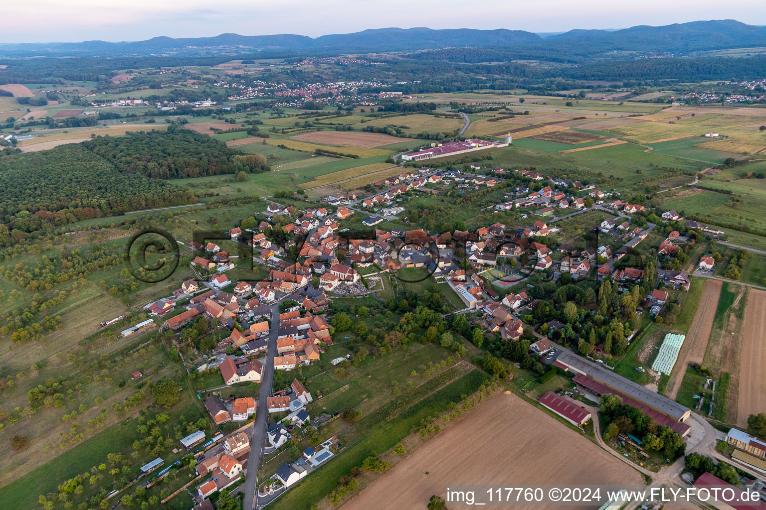 Oblique view of Dieffenbach-lès-Wœrth in the state Bas-Rhin, France