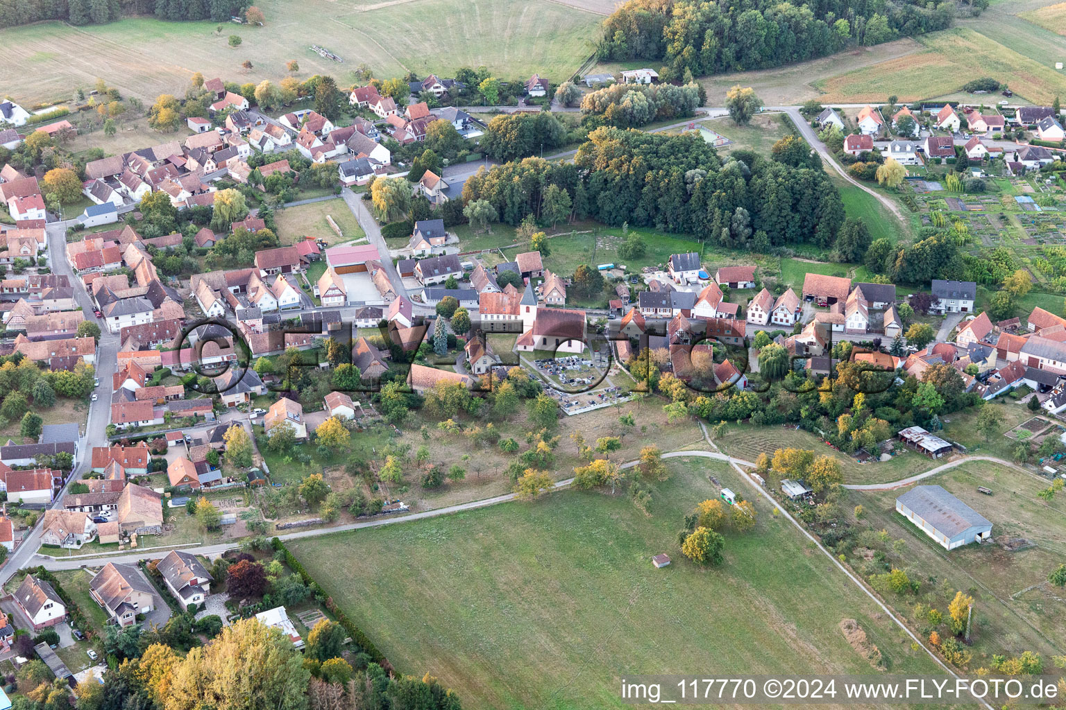 Gundershoffen in the state Bas-Rhin, France from a drone