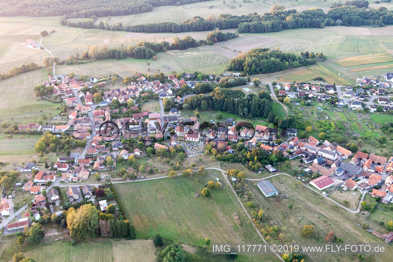 Aerial view of Griesbach in the state Bas-Rhin, France
