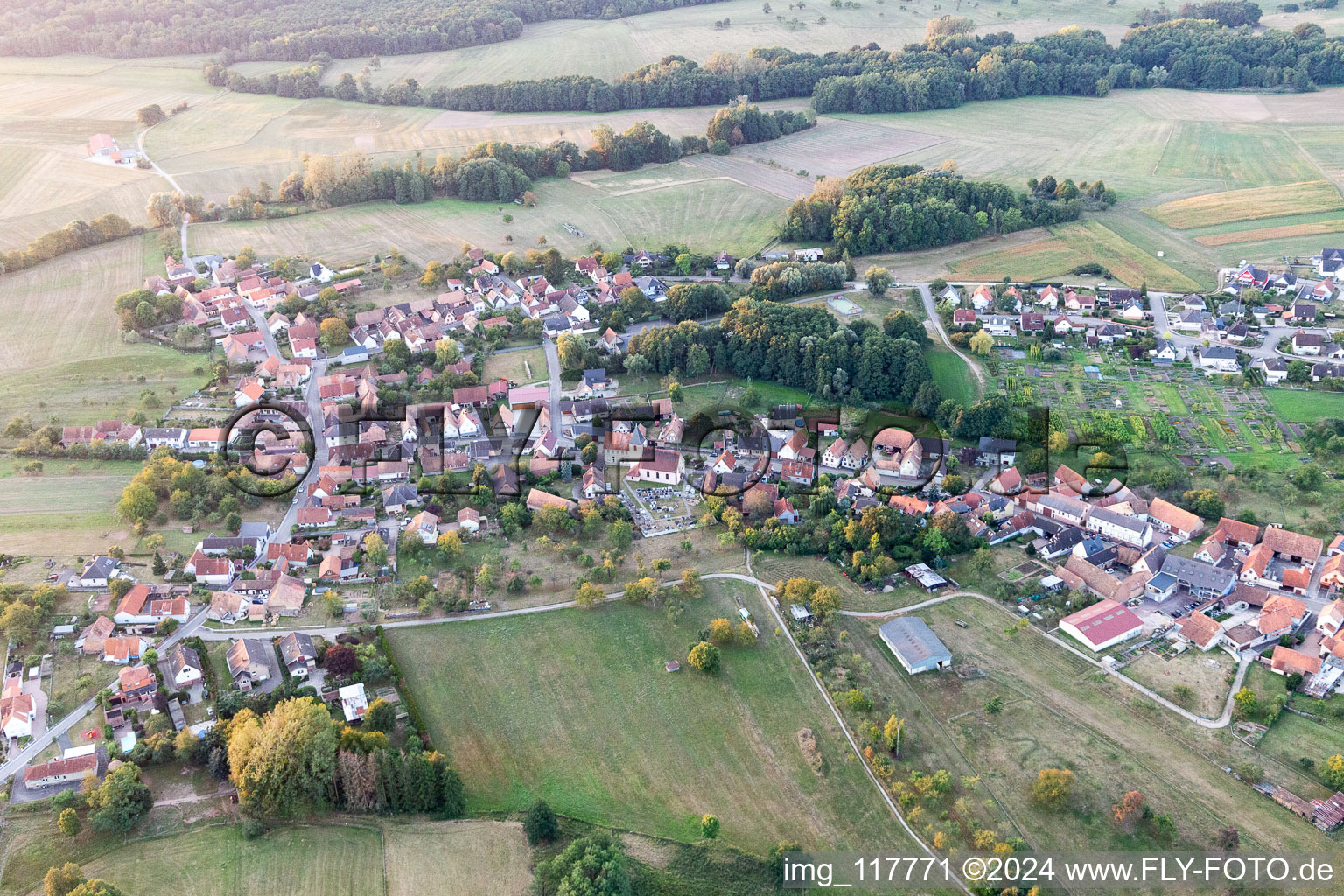 Gundershoffen in the state Bas-Rhin, France seen from a drone