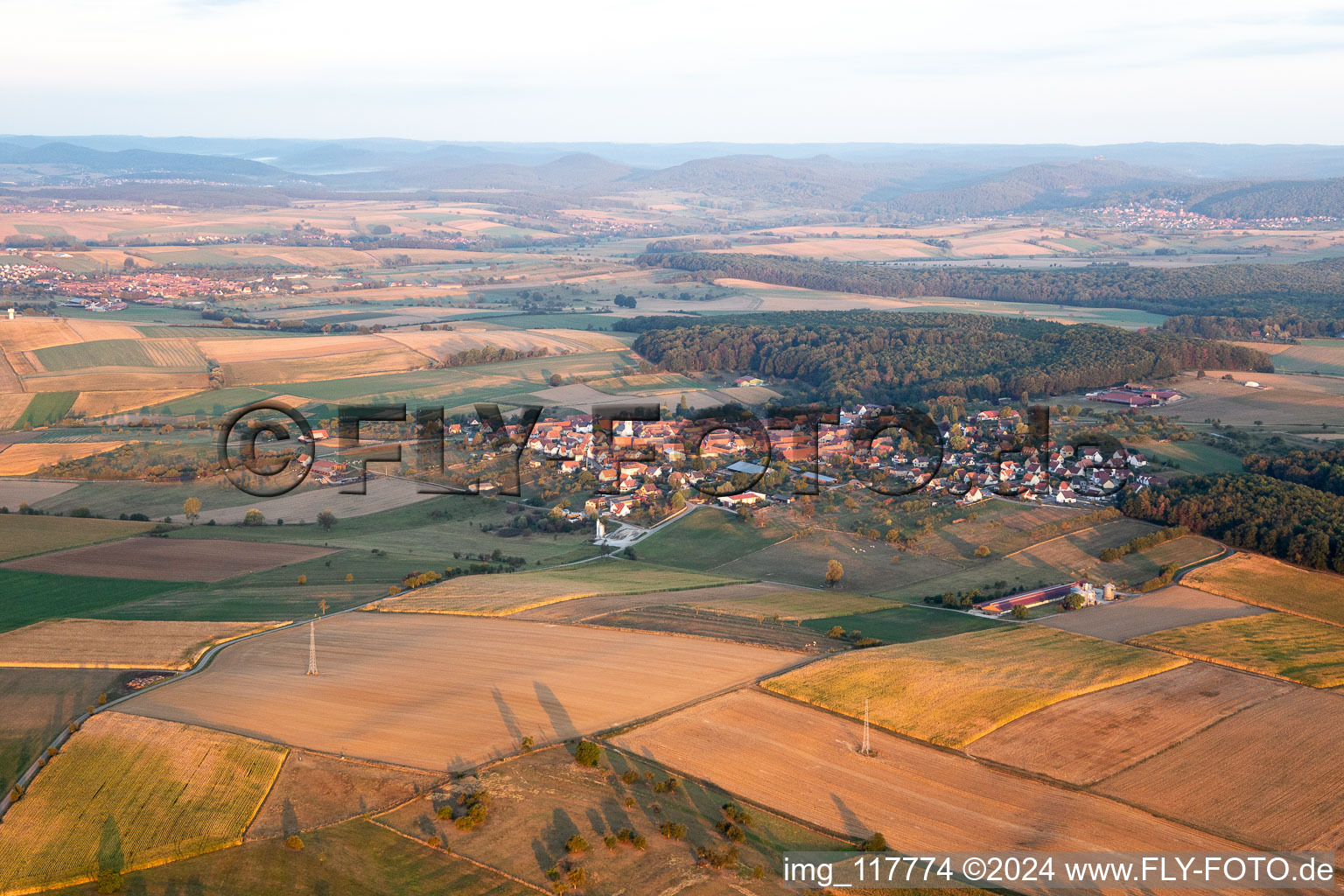 Engwiller in the state Bas-Rhin, France seen from above