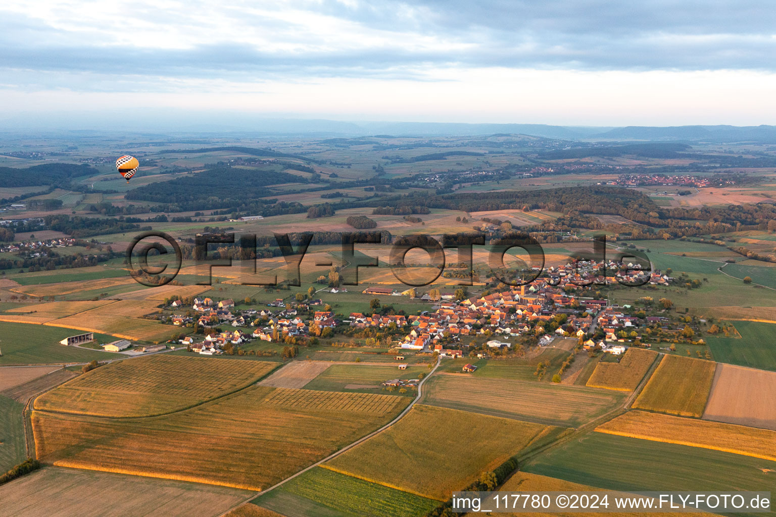 Oblique view of Kindwiller in the state Bas-Rhin, France