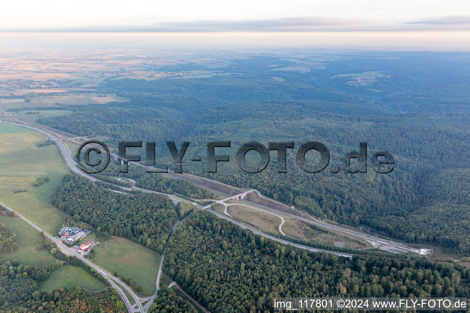 Aerial view of A4 Four-window air in Eckartswiller in the state Bas-Rhin, France