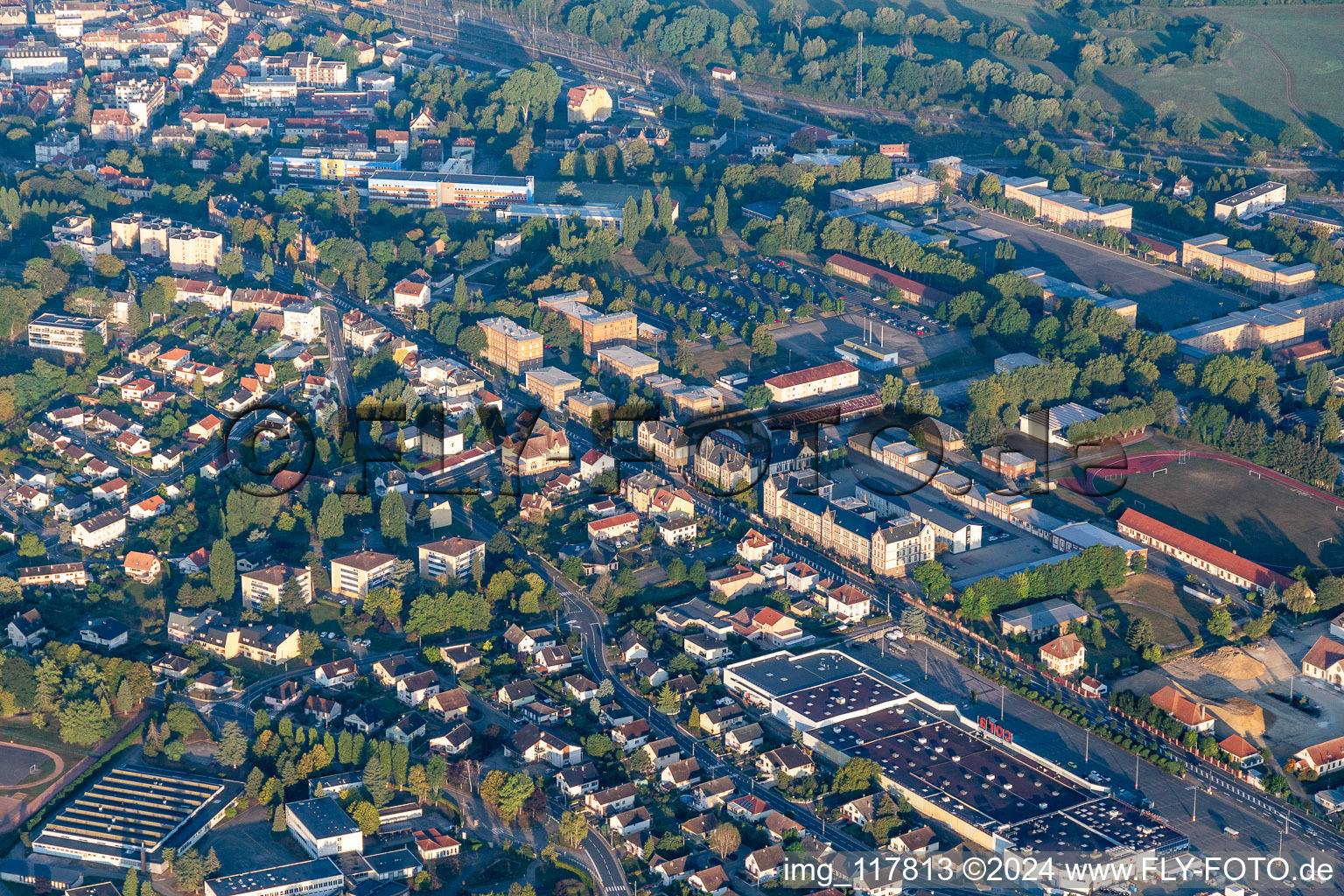 City view on down town between 1er Regiment d'infanterie - Quartier Rabier and Supermarkt CORA in Sarrebourg in Grand Est, France