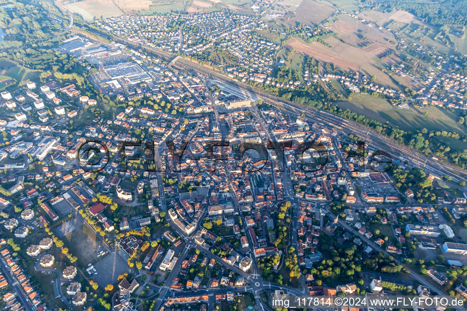 Aerial view of Sarrebourg in the state Moselle, France