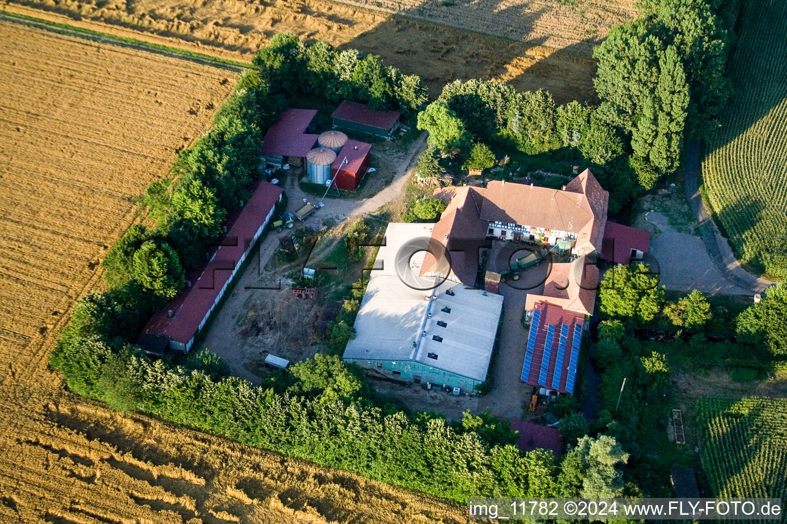 At Erlenbach, Leistenmühle in Kandel in the state Rhineland-Palatinate, Germany from above