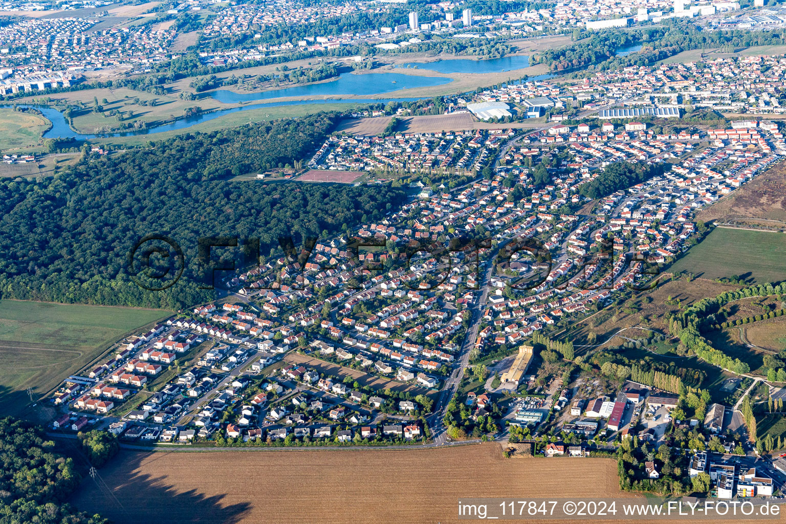 Aerial view of Saulxures-lès-Nancy in the state Meurthe et Moselle, France