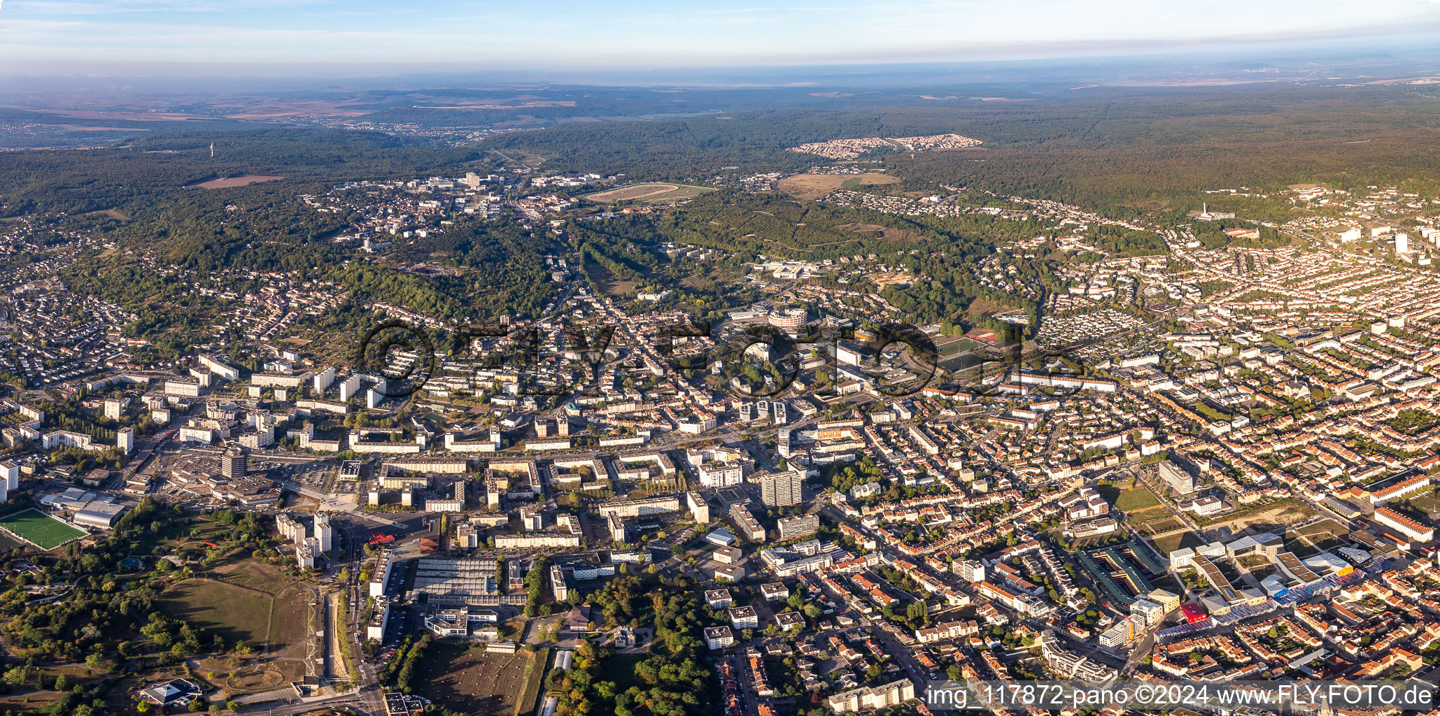 City area with outside districts and inner city area in Vandoeuvre-les-Nancy in Grand Est, France