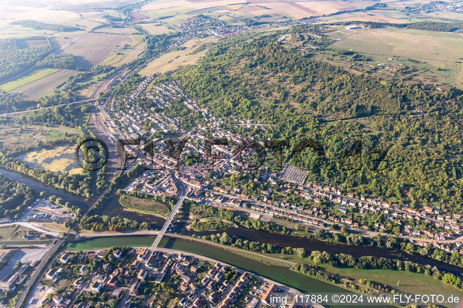 Aerial view of Pont-Saint-Vincent in the state Meurthe et Moselle, France