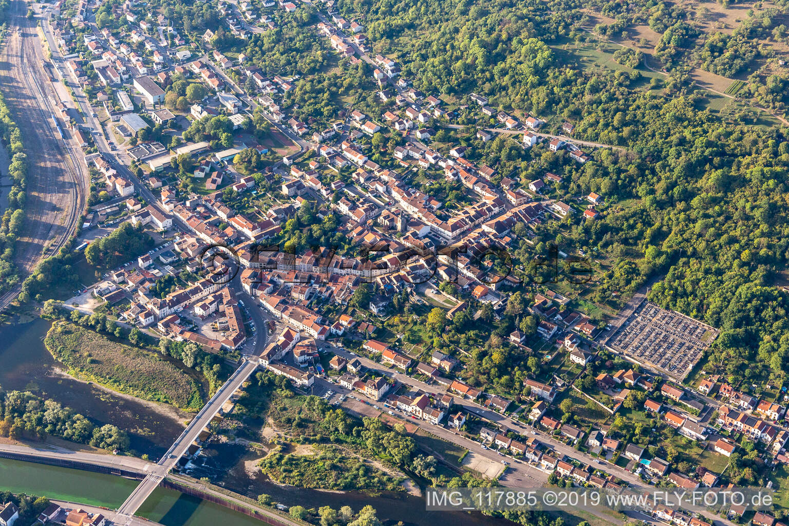 Aerial photograpy of Pont-Saint-Vincent in the state Meurthe et Moselle, France