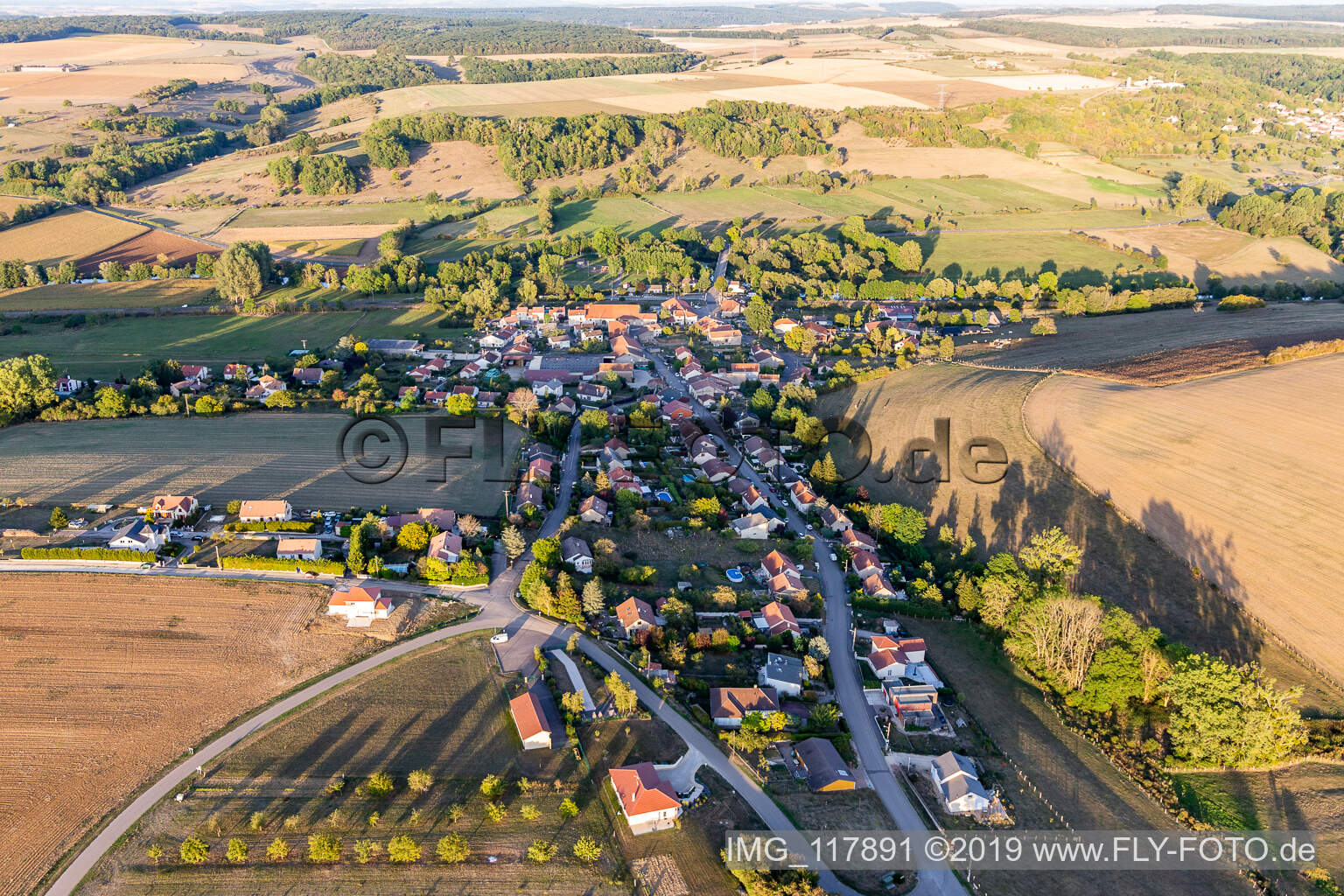 Aerial view of Pierreville in the state Meurthe et Moselle, France