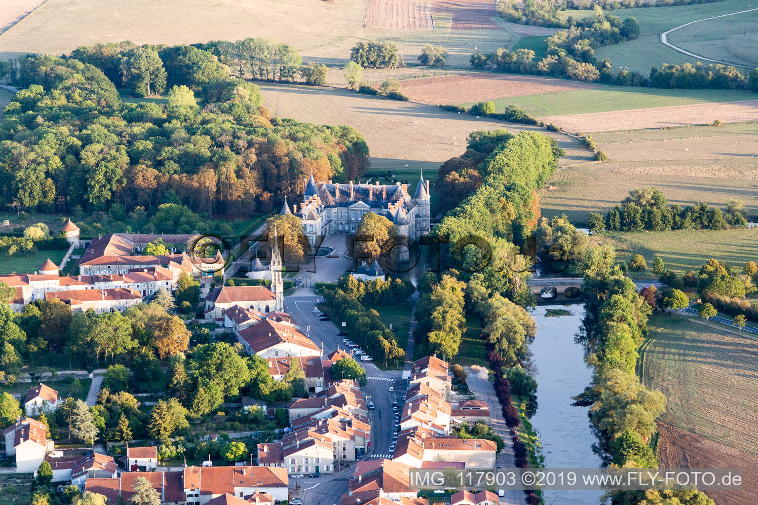 Aerial photograpy of Chateau de Haroué in Haroué in the state Meurthe et Moselle, France