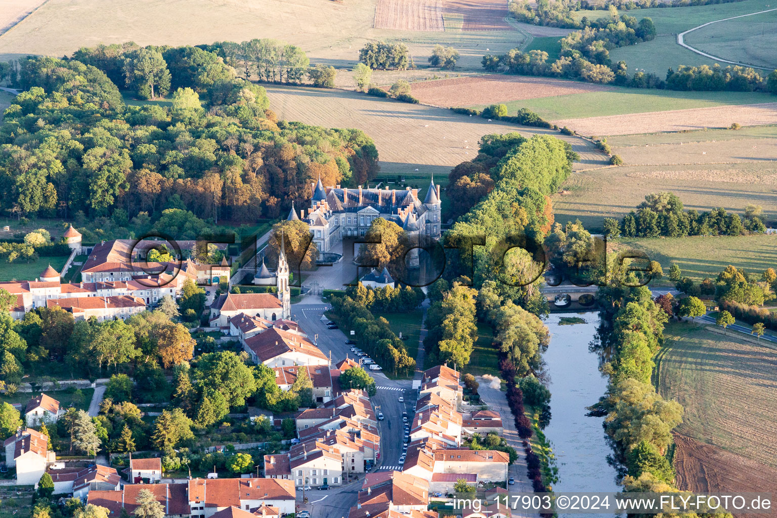 Aerial photograpy of Chateau de Haroué in Haroué in the state Meurthe et Moselle, France